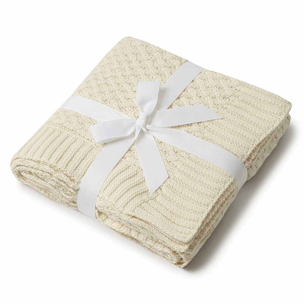 [신제품!!] 크림 다이아몬드 니트 오가닉 블랭킷 Cream Diamond Knit Organic Baby Blanket